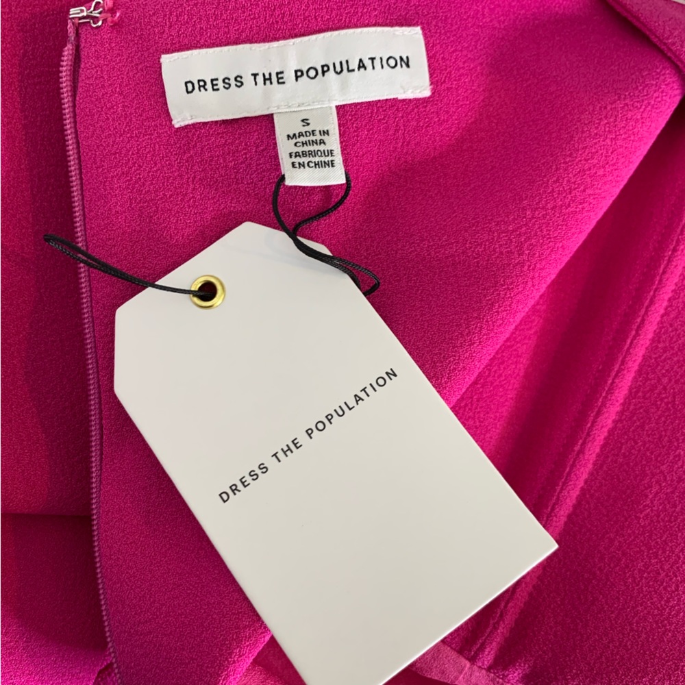 Dress the Population Nicole Sweetheart Neck Midi Dress Fuchsia Pink S NWT - Picture 9 of 11